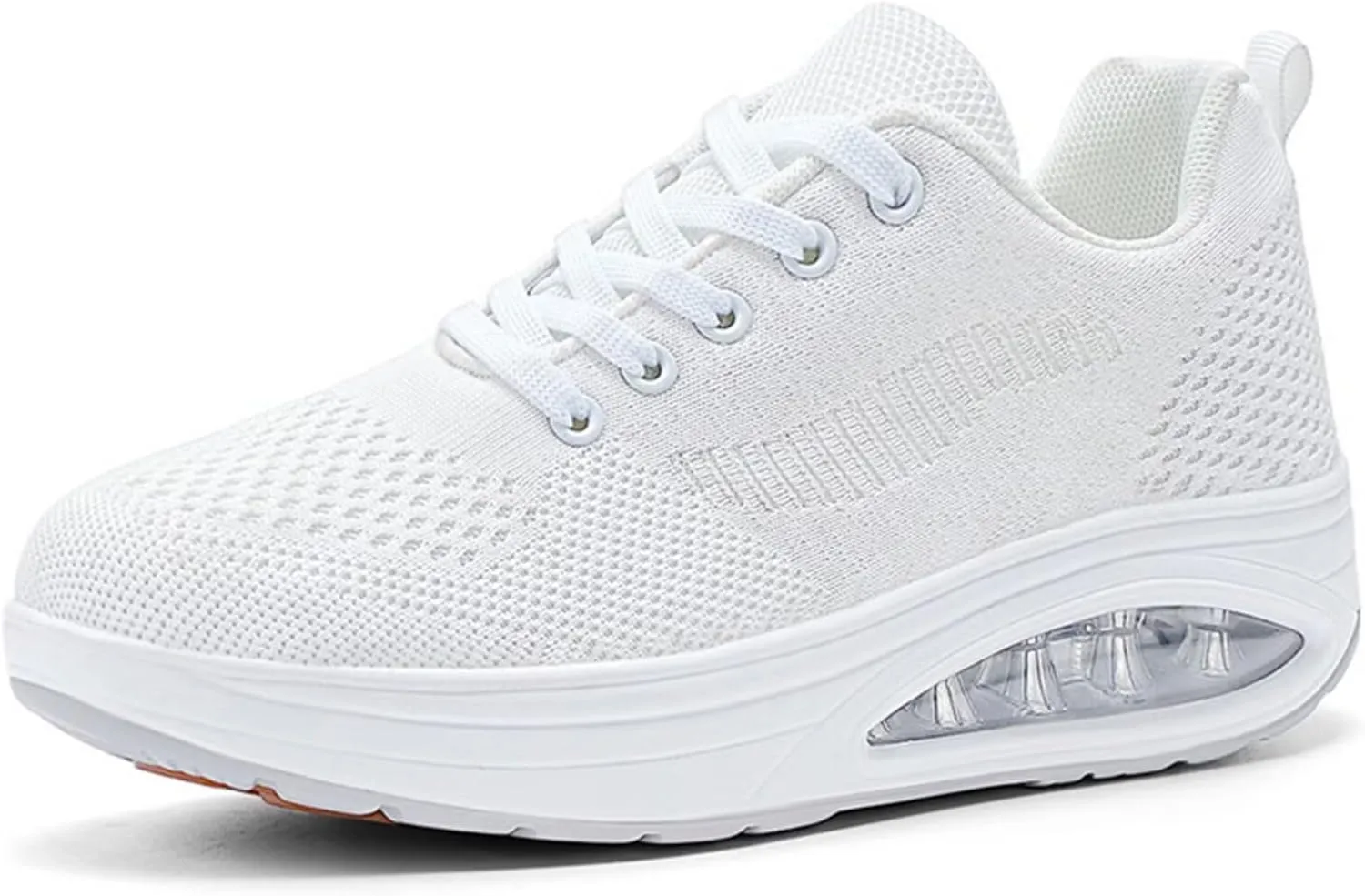 Platform Sneakers for Women Walking Shoes Comfortable All Day Standing Wedge Rocker Bottom 2 inch Thick Air Cushion