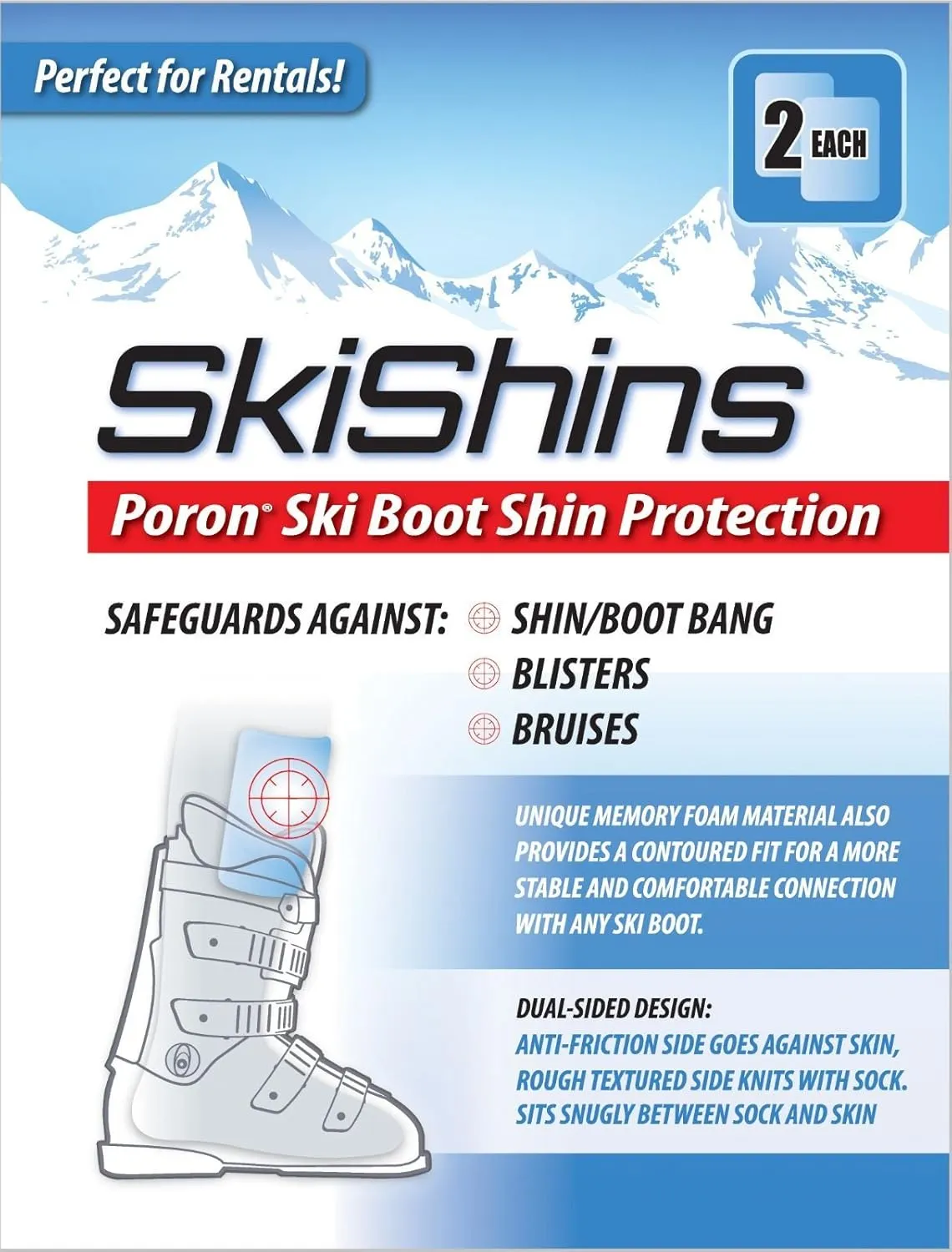 Poron® Skiing Shin Guards/Protector Pads for Shinbang/Shinbite