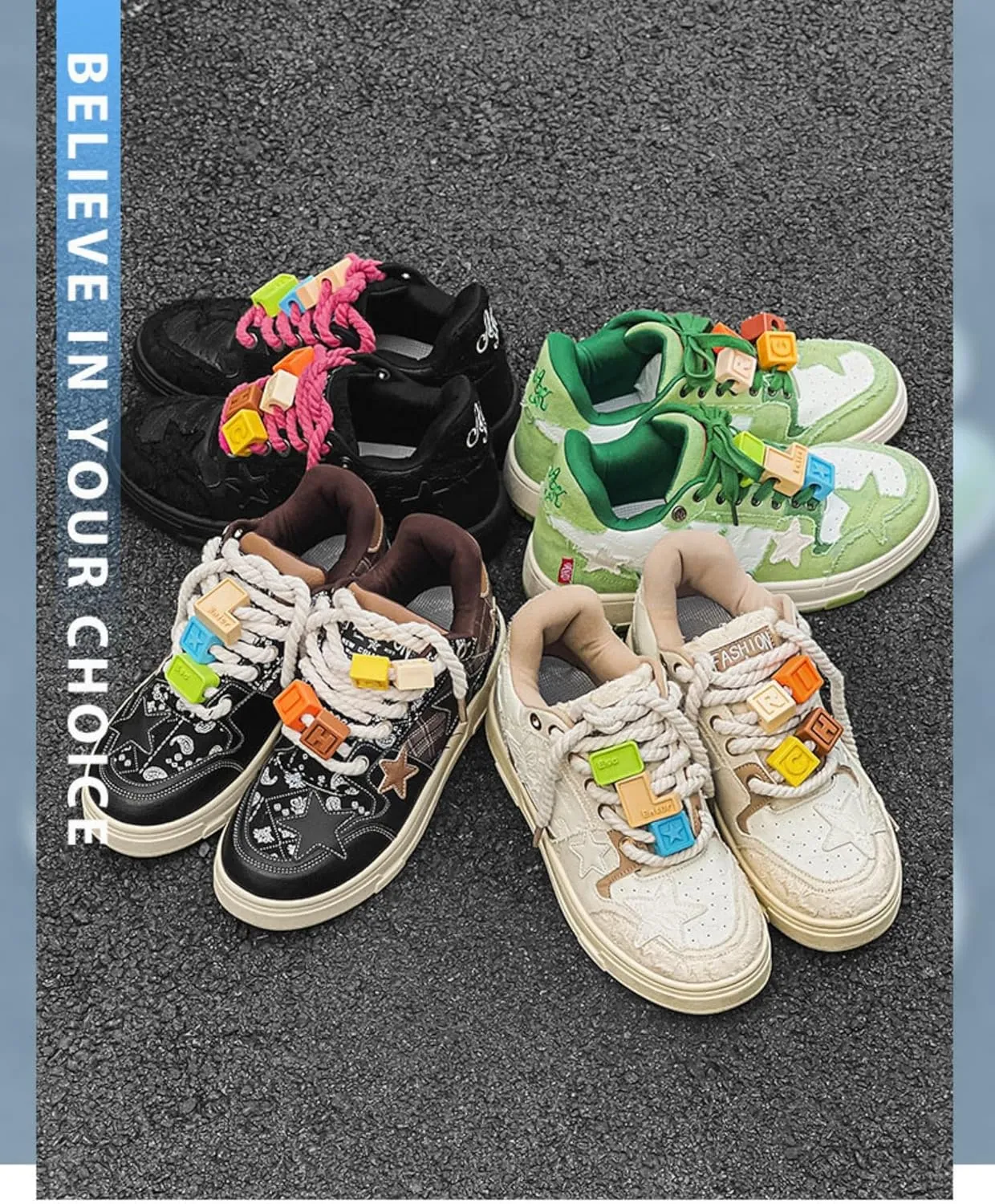 Premium Leather Y2K Retro Star Pattern Sneakers for Casual Wear with Comfortable Fit and Non-Slip Sole