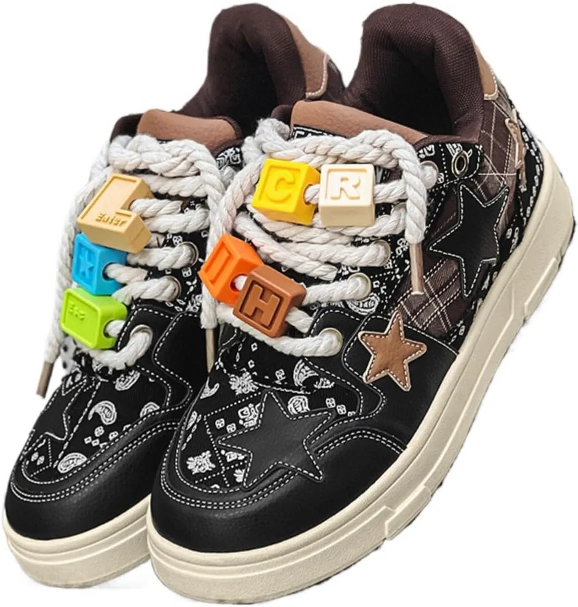 Premium Leather Y2K Retro Star Pattern Sneakers for Casual Wear with Comfortable Fit and Non-Slip Sole