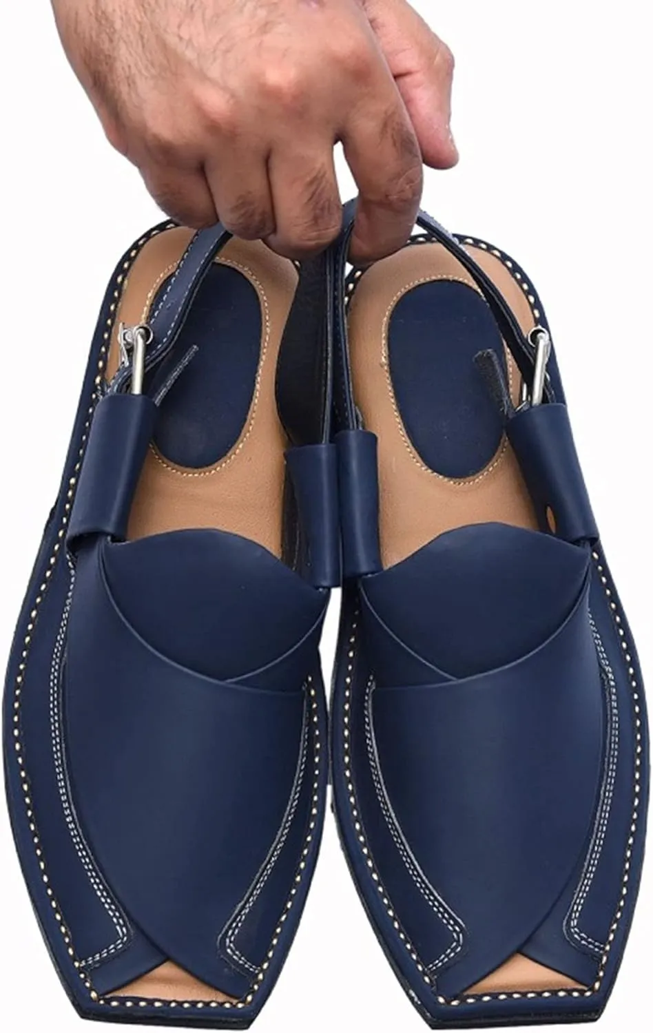 Premium Men's Black Genuine Cowhide Leather Sandals - Comfortable Double Sole Summer Footwear