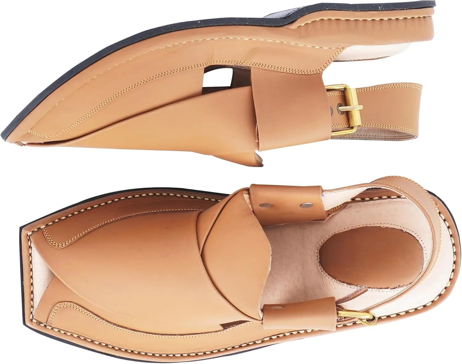 Premium Men's Black Genuine Cowhide Leather Sandals - Comfortable Double Sole Summer Footwear