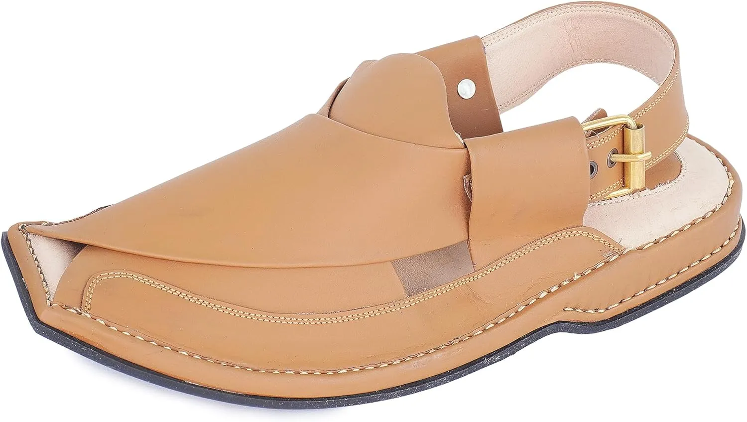 Premium Men's Black Genuine Cowhide Leather Sandals - Comfortable Double Sole Summer Footwear