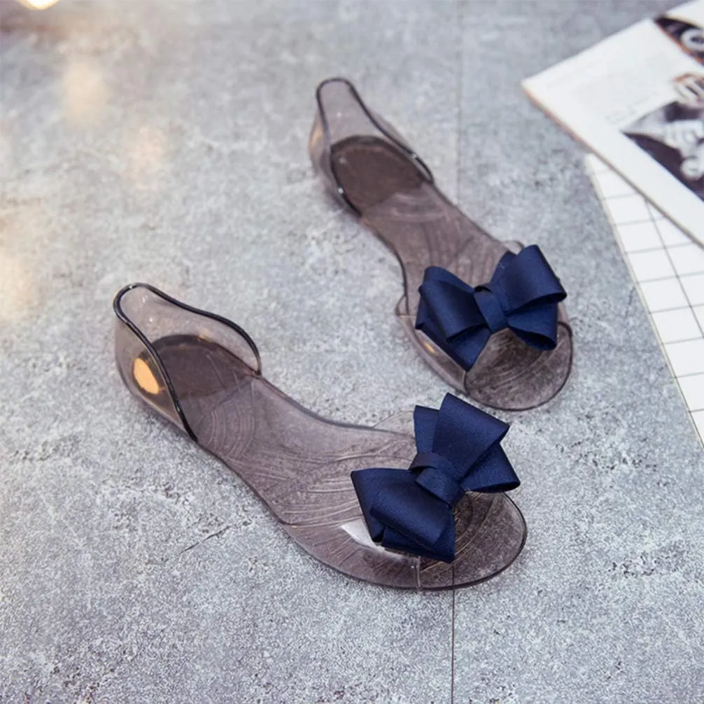 Princess Jelly Sandals with Bow Fish Mouth Summer Bowknot Beach Shoe for Women Girls (Red 35 Yards 5. 5US, 3UKï¼Œ 36EU, 8. 8425Inch)