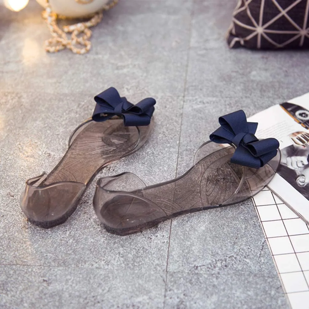 Princess Jelly Sandals with Bow Fish Mouth Summer Bowknot Beach Shoe for Women Girls (Red 35 Yards 5. 5US, 3UKï¼Œ 36EU, 8. 8425Inch)