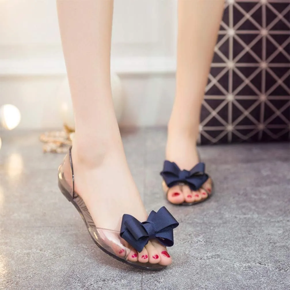 Princess Jelly Sandals with Bow Fish Mouth Summer Bowknot Beach Shoe for Women Girls (Red 35 Yards 5. 5US, 3UKï¼Œ 36EU, 8. 8425Inch)