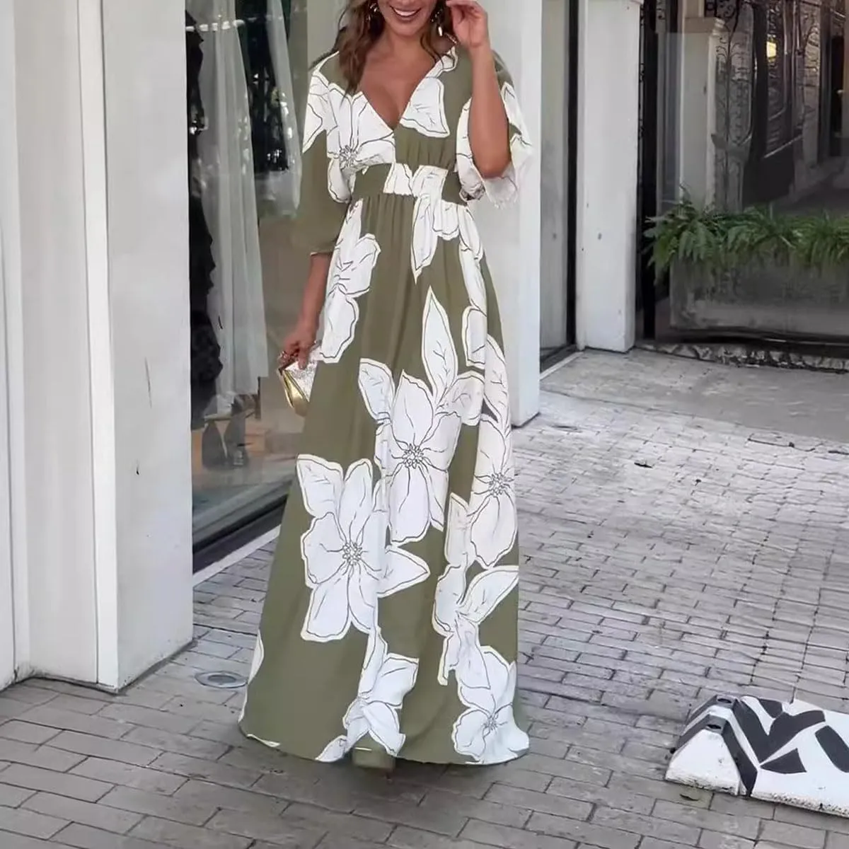 Printed, Backless, Loose Flowing Beach Dress for Women,Beach Vacation Floral Dresses for Women