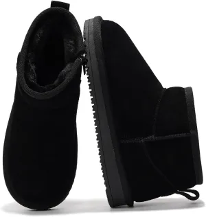 Project Cloud Genuine Leather Girls Boots - Winter Boots & Fall Shoes - Memory Foam Mini Fall Boots, Girl's Fashion Fur Boots - Non-Slip Girls Ankle Boots - Kids Boots for Girls