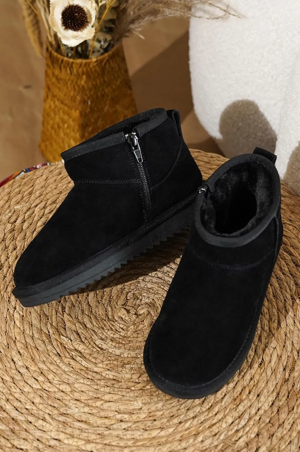 Project Cloud Genuine Leather Girls Boots - Winter Boots & Fall Shoes - Memory Foam Mini Fall Boots, Girl's Fashion Fur Boots - Non-Slip Girls Ankle Boots - Kids Boots for Girls