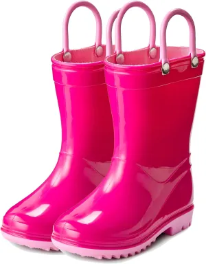 Puddle Play PVC Waterproof Rainboots - Fuchsia and Light Pink - Easy-on Size 4 Toddler