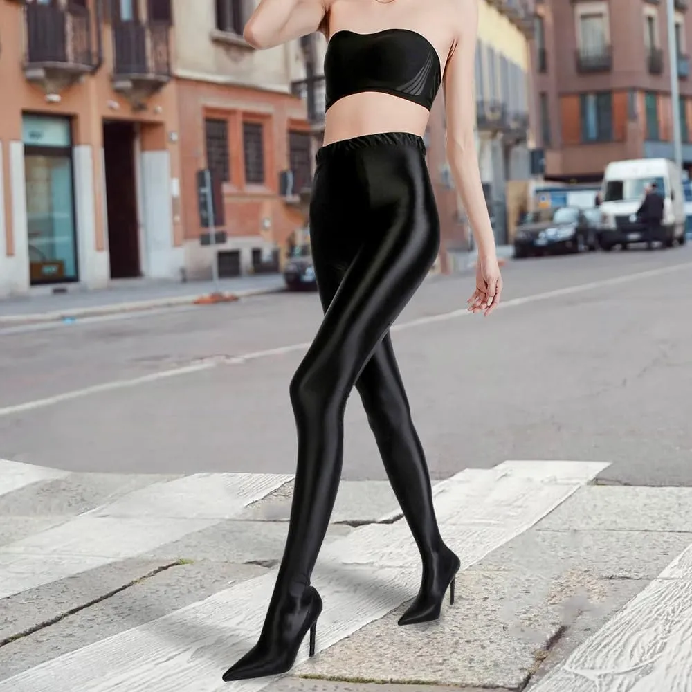 Pull On Legging Boots, Women's Thigh High Stiletto Pant Boots Pointed Toe Stretch Over The Knee High Heel Black Sexy Boots