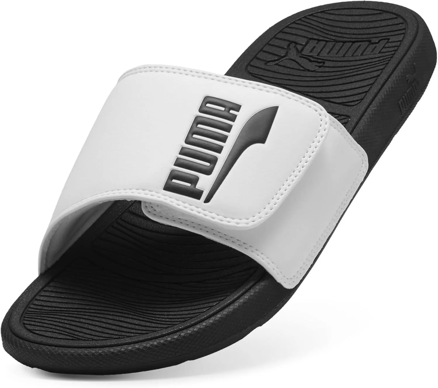PUMA Men's Cat 2.0 Hook and Loop Slide Sandals, Cool Dark Gray-Black, 9