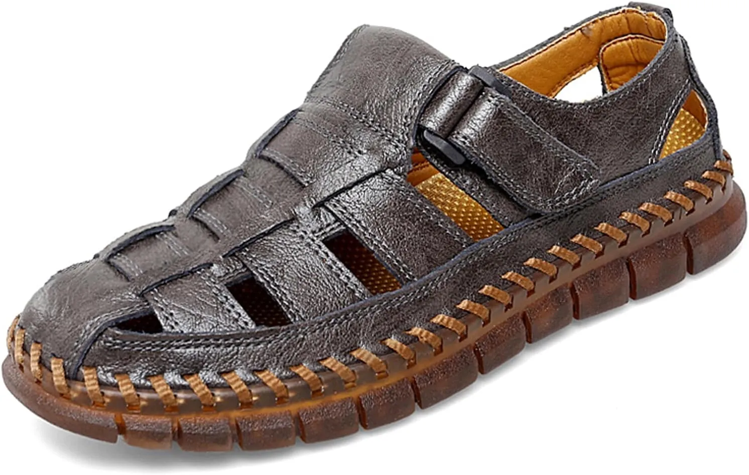 Qiucdzi Men Sandals Closed Toe Hiking Sandals Waterproof Fisherman Walking Sandals for Summer Beach