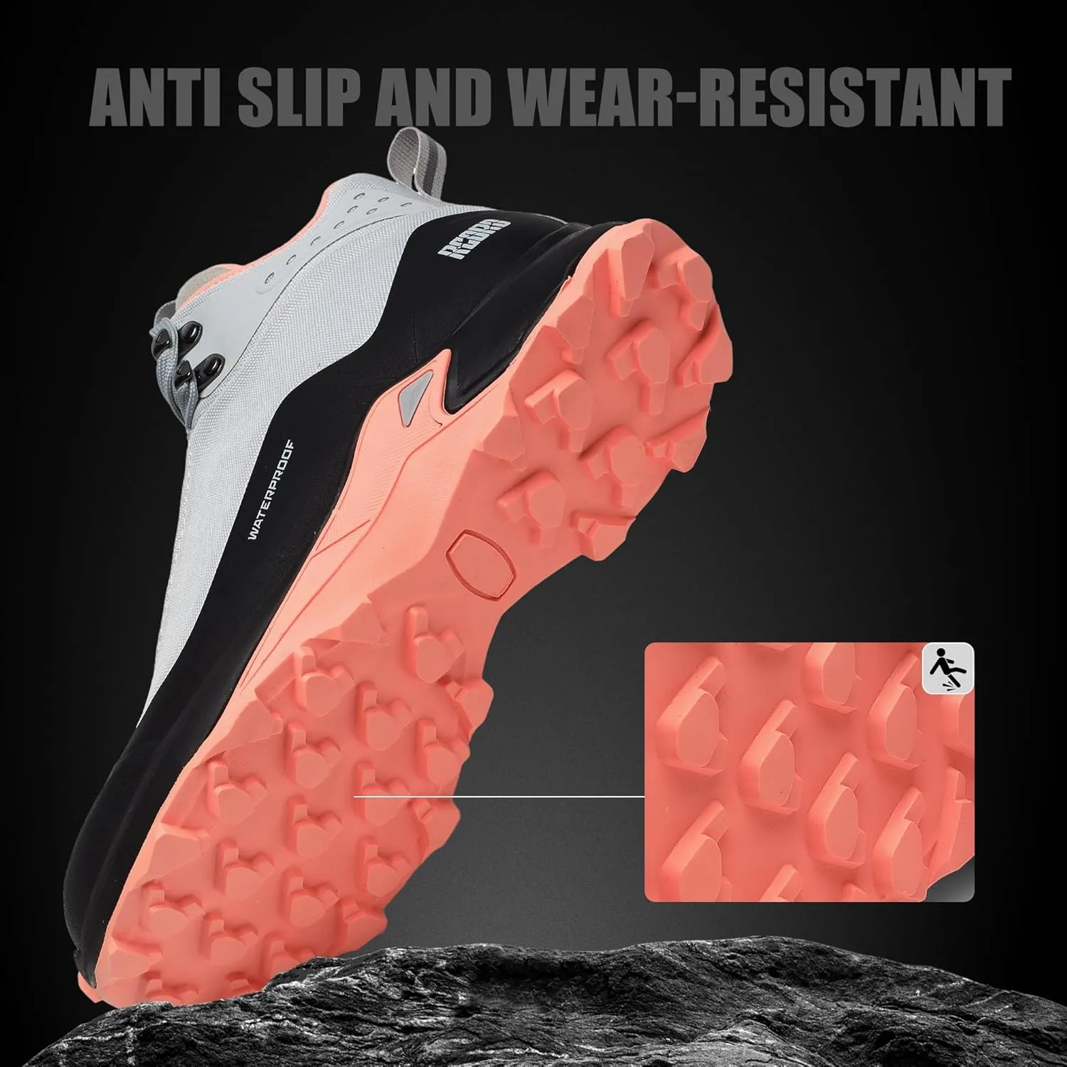 R CORD Women’s Waterproof Hiking Shoes Lightweight Comfortable Hiking Boots For Women Non-slip Outdoor Walking Camping Trekking Trail Shoes For All Seasons