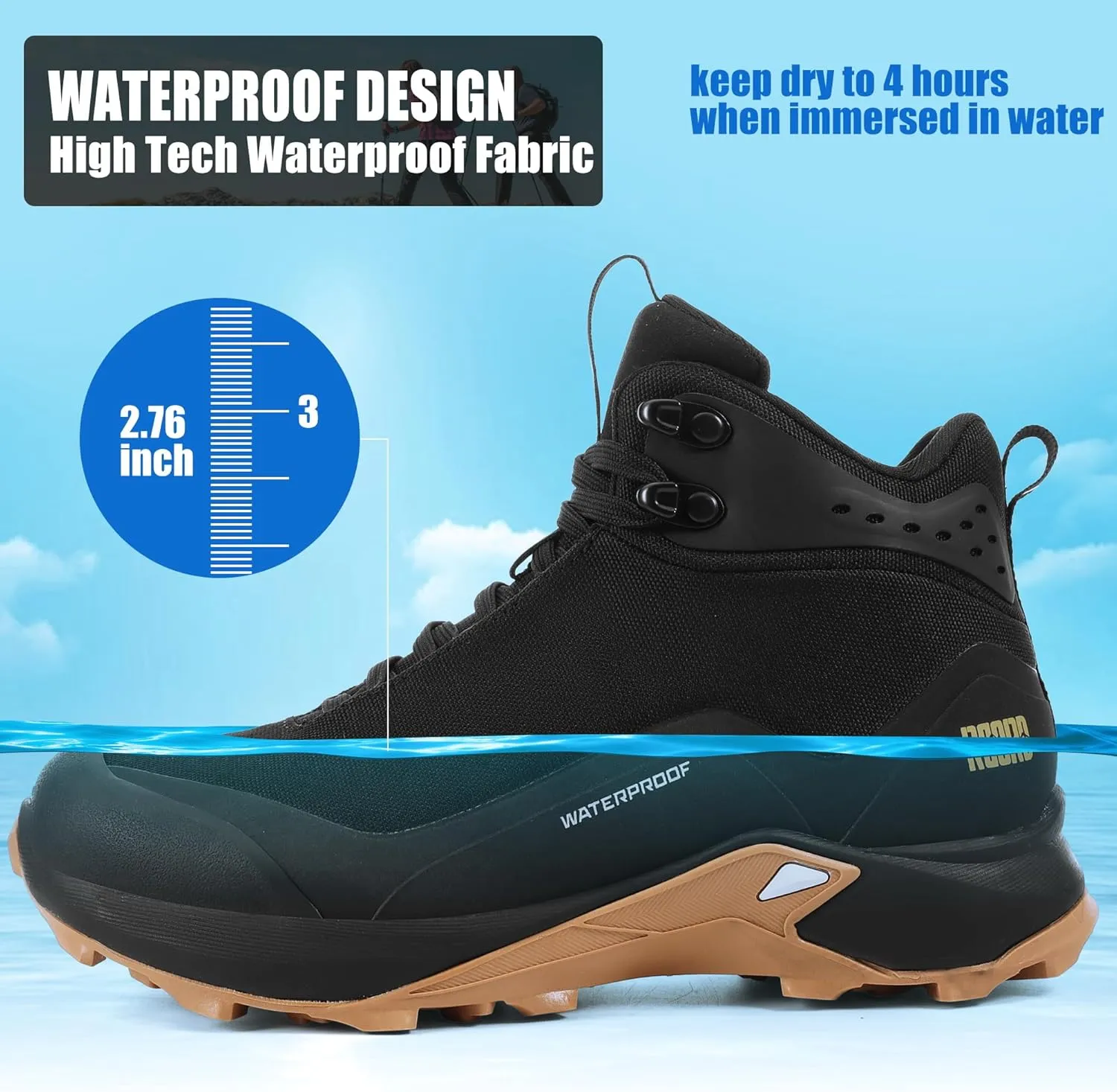 R CORD Women’s Waterproof Hiking Shoes Lightweight Comfortable Hiking Boots For Women Non-slip Outdoor Walking Camping Trekking Trail Shoes For All Seasons
