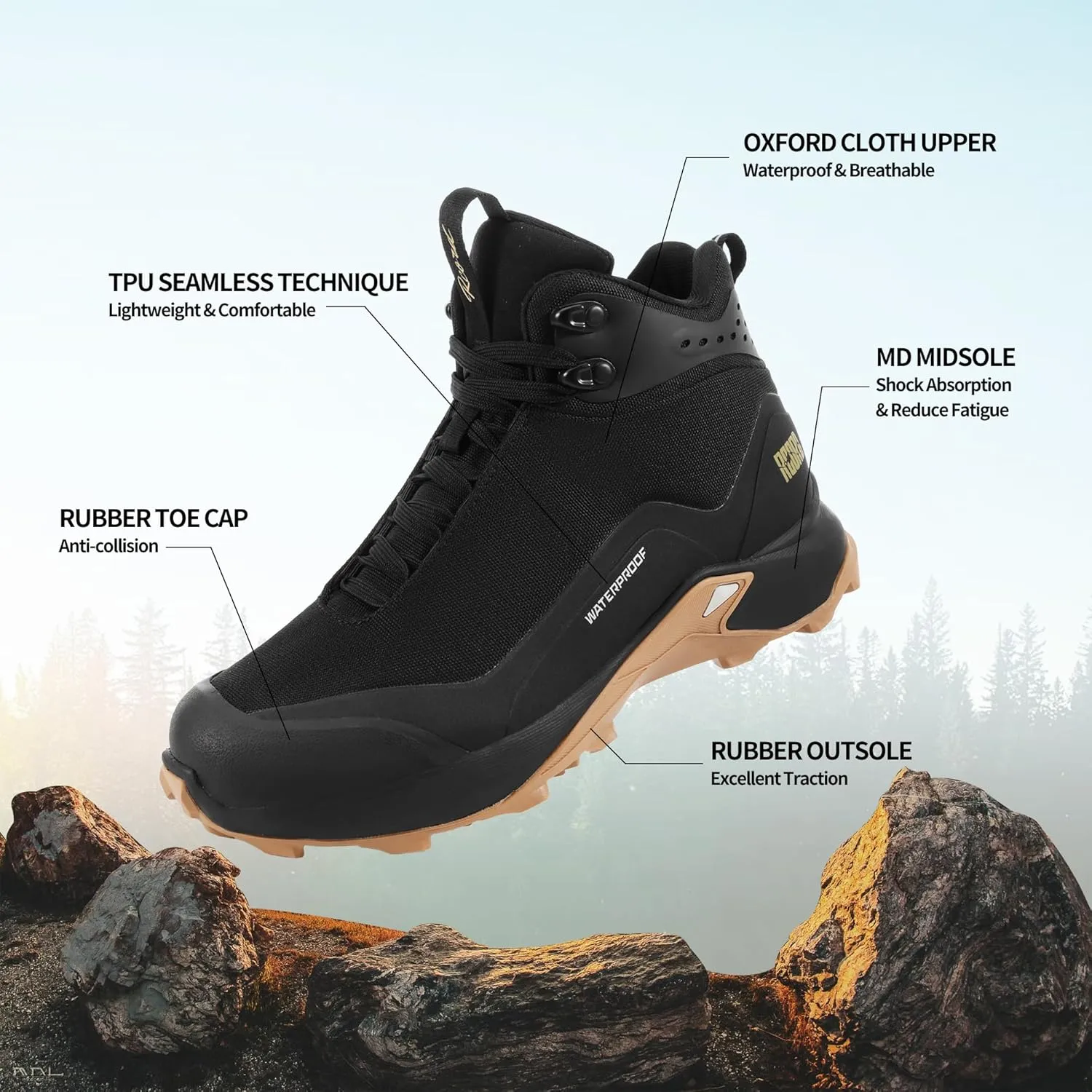 R CORD Women’s Waterproof Hiking Shoes Lightweight Comfortable Hiking Boots For Women Non-slip Outdoor Walking Camping Trekking Trail Shoes For All Seasons