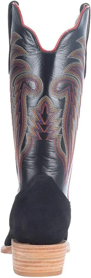 R Mens Black Rough Out 13In Black Cowhide Top Cutter Toe Boot Black