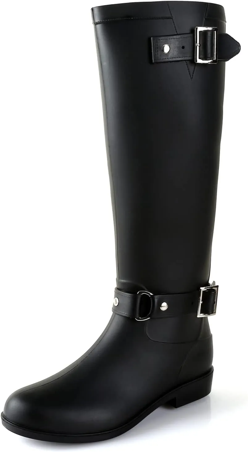Rain Boots for Women, Waterproof Anti-Slip Knee High Rubber boots, Fashion Comfy Tall Water Boots Lightweightr Garden Booties for Outdoor