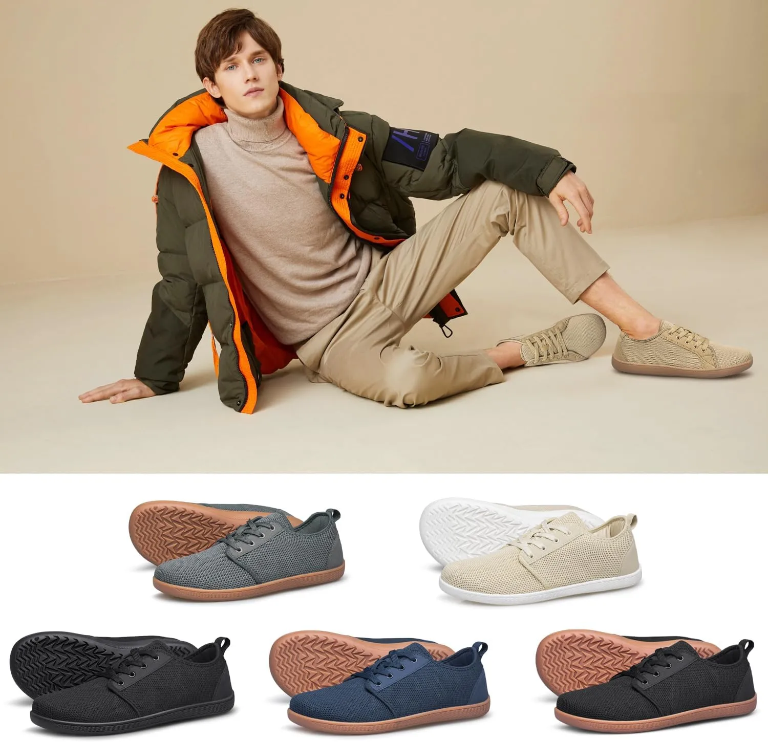 Raoendis Mens Walking Shoes Wide Toe Box Barefoot Shoes Minimalist Zero Drop Shoes Breathable Fashion Sneakers