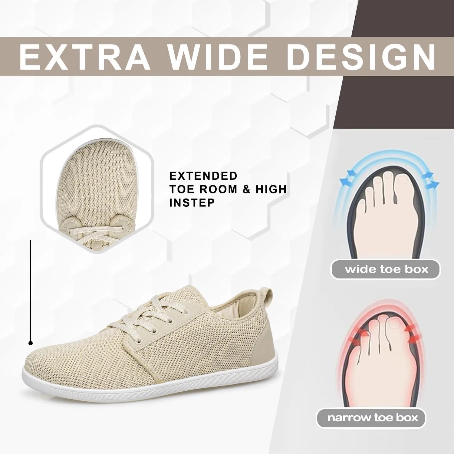 Raoendis Mens Walking Shoes Wide Toe Box Barefoot Shoes Minimalist Zero Drop Shoes Breathable Fashion Sneakers