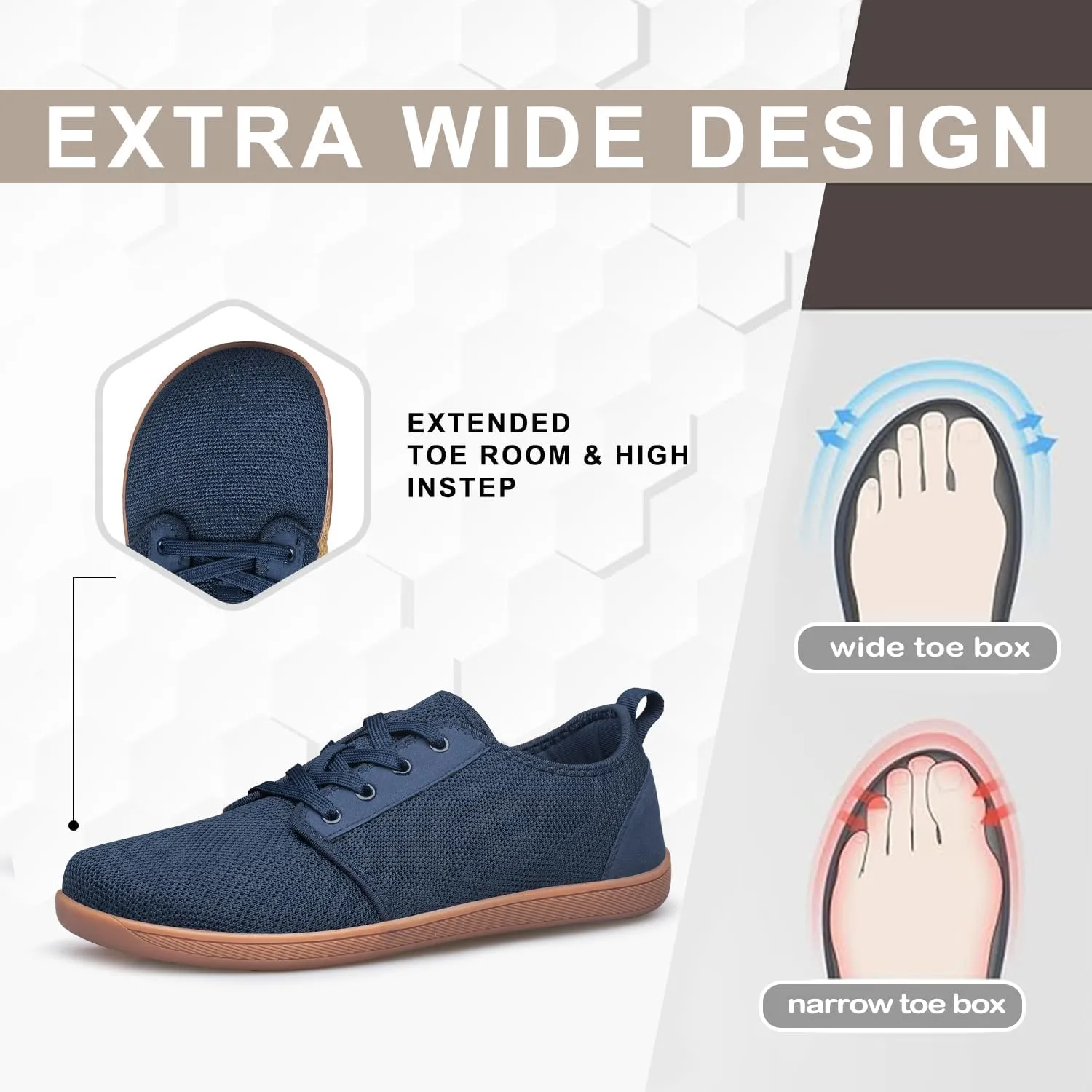Raoendis Mens Walking Shoes Wide Toe Box Barefoot Shoes Minimalist Zero Drop Shoes Breathable Fashion Sneakers