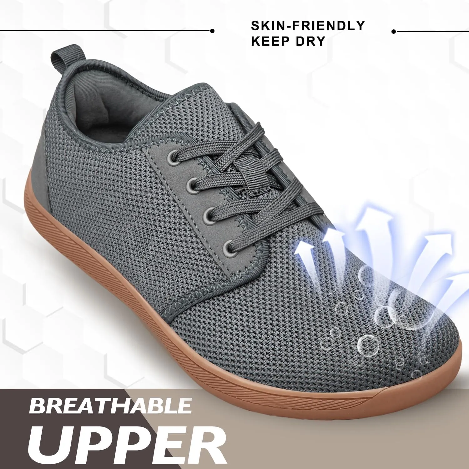 Raoendis Mens Walking Shoes Wide Toe Box Barefoot Shoes Minimalist Zero Drop Shoes Breathable Fashion Sneakers