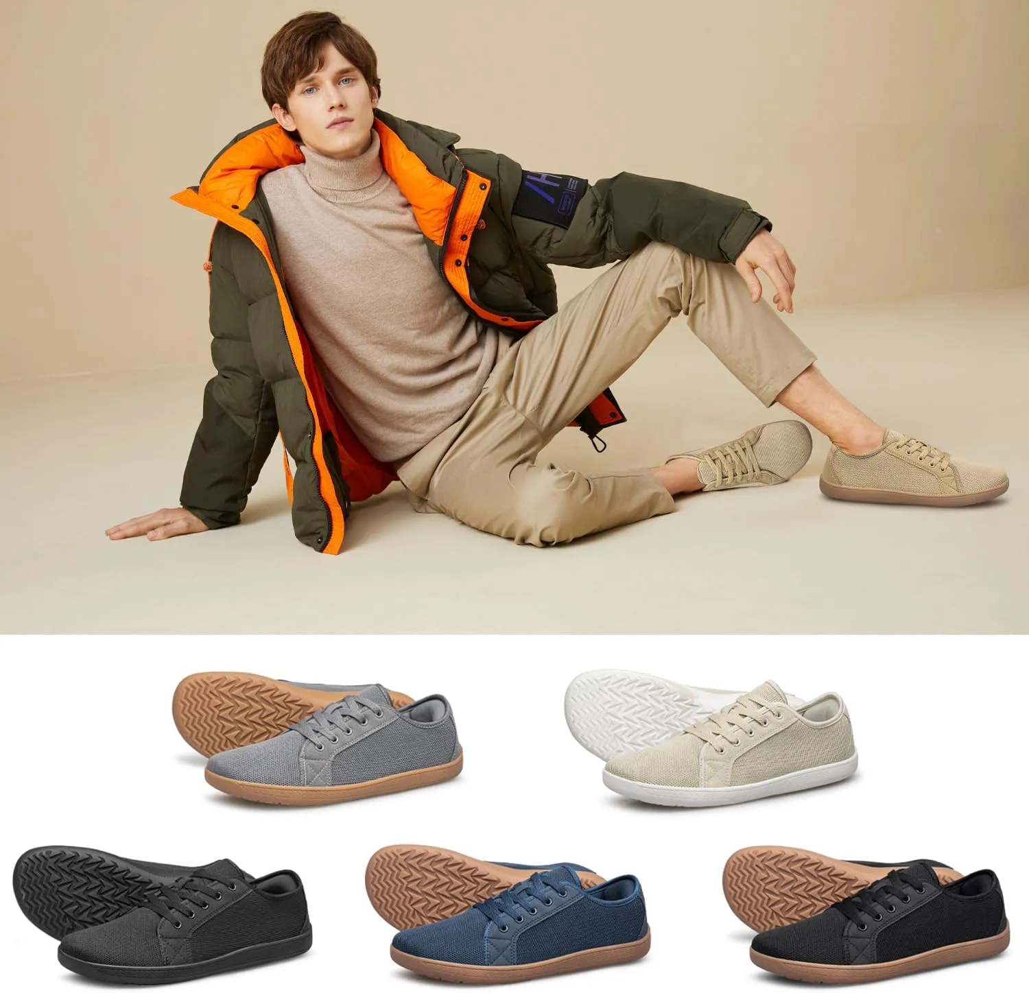 Raoendis Mens Walking Shoes Wide Toe Box Barefoot Shoes Minimalist Zero Drop Shoes Breathable Fashion Sneakers