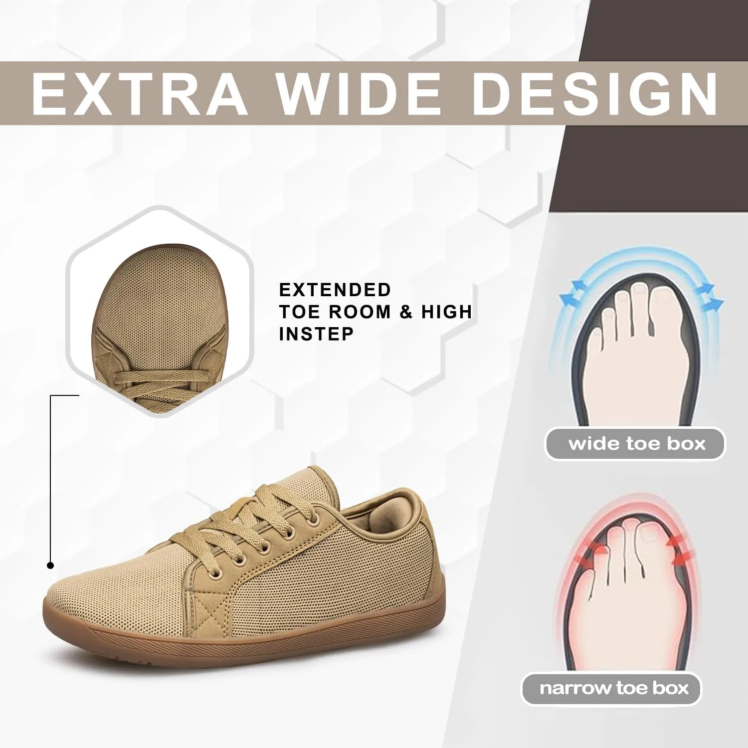 Raoendis Mens Walking Shoes Wide Toe Box Barefoot Shoes Minimalist Zero Drop Shoes Breathable Fashion Sneakers