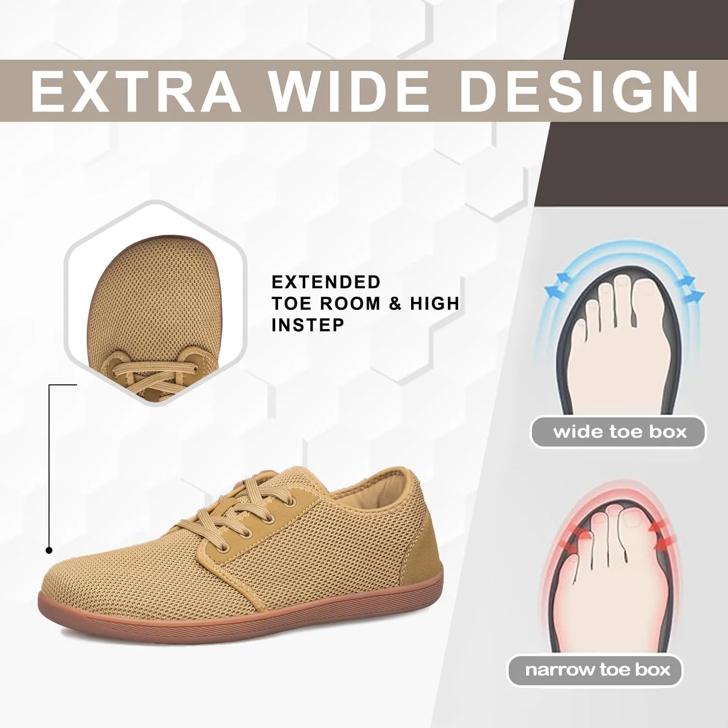 Raoendis Mens Walking Shoes Wide Toe Box Barefoot Shoes Minimalist Zero Drop Shoes Breathable Fashion Sneakers