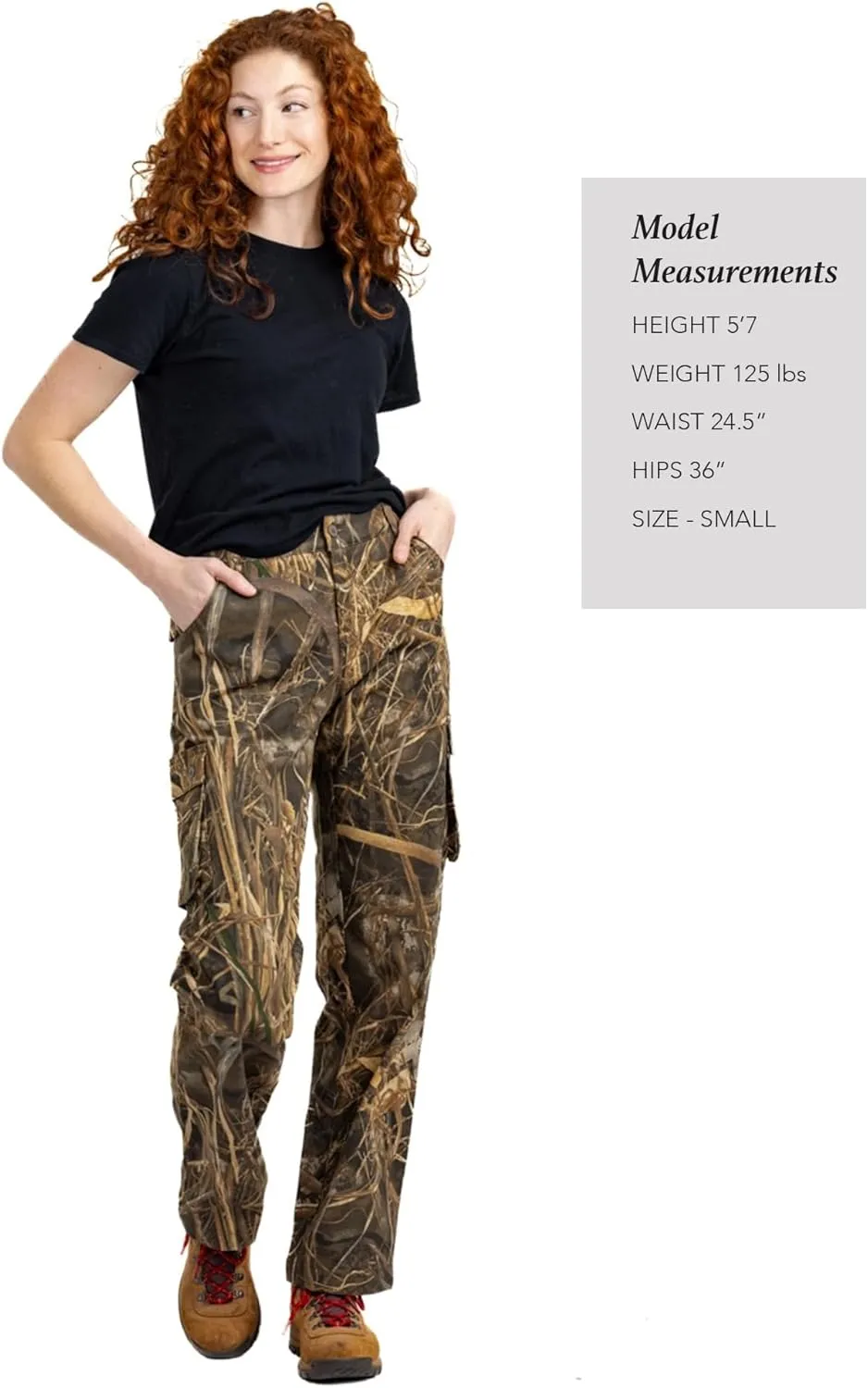 Realtree Camo Cargo Women's Pants- Pockets Lightweight Cotton Ripstop Zip-Off Pants for Hunting Hiking Camping Casual Wear