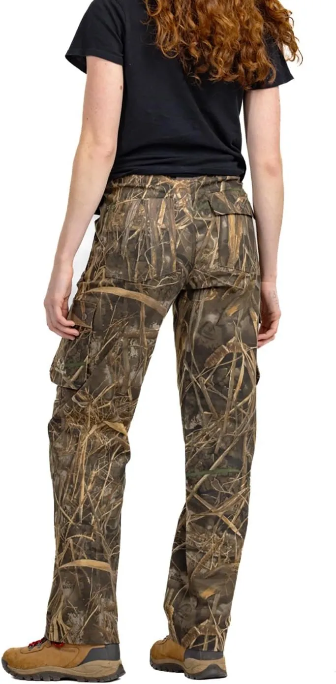 Realtree Camo Cargo Women's Pants- Pockets Lightweight Cotton Ripstop Zip-Off Pants for Hunting Hiking Camping Casual Wear