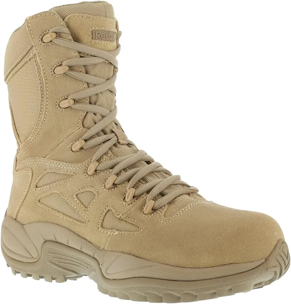 Reebok Work Men's Rapid Response RB Safety Toe 8" Stealth Boot with Side Zipper Military & Tactical