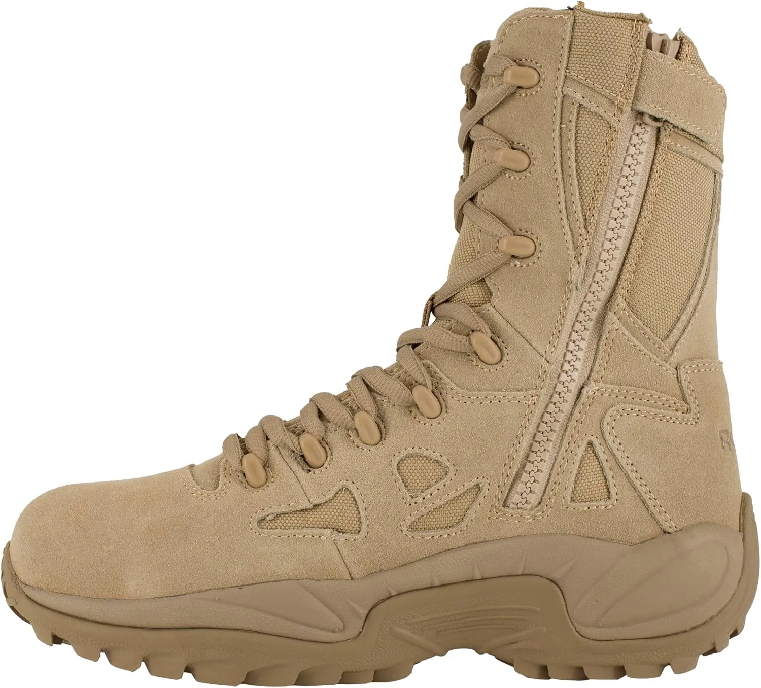 Reebok Work Men's Rapid Response RB Safety Toe 8" Stealth Boot with Side Zipper Military & Tactical