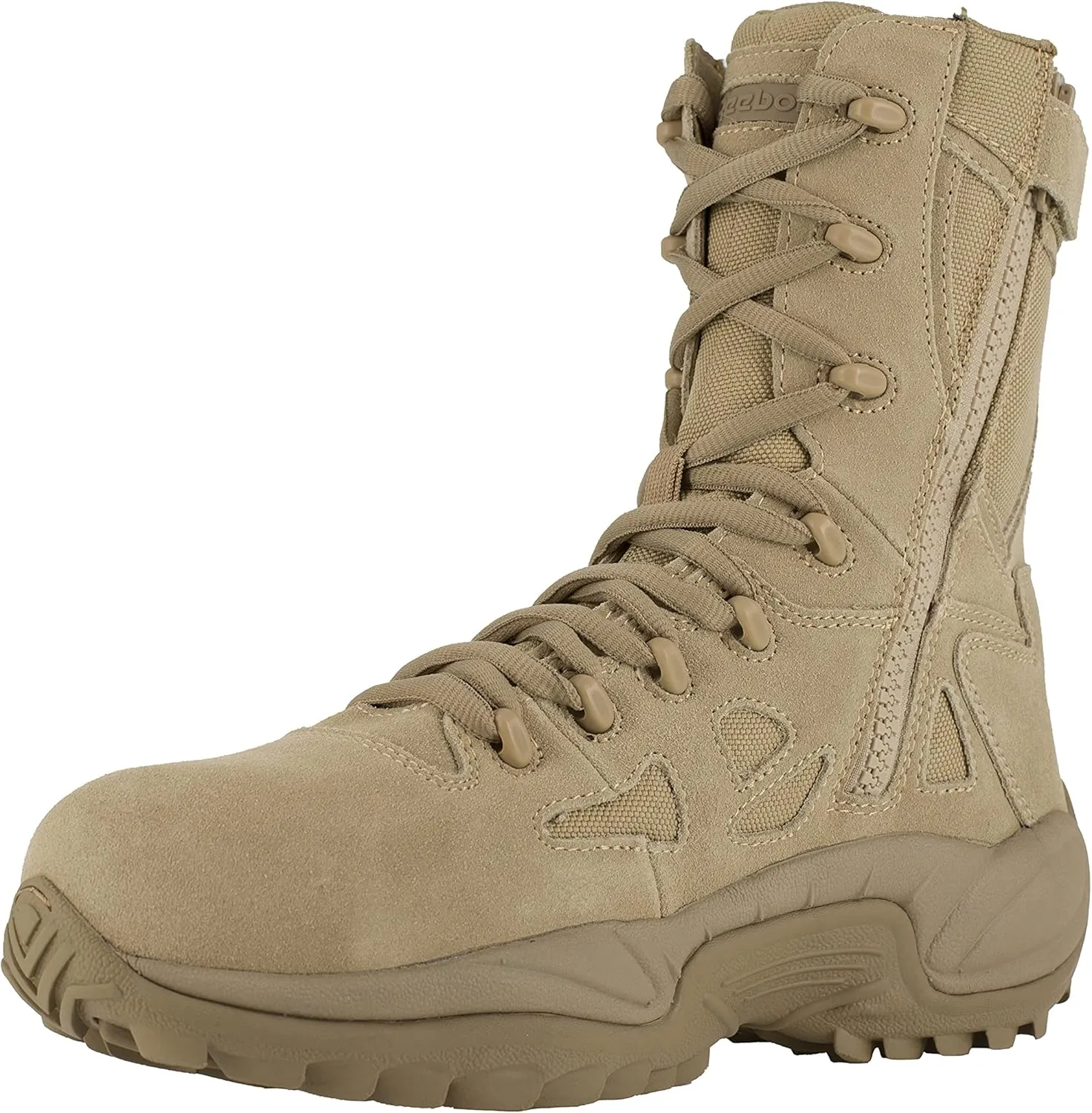 Reebok Work Men's Rapid Response RB Safety Toe 8" Stealth Boot with Side Zipper Military & Tactical