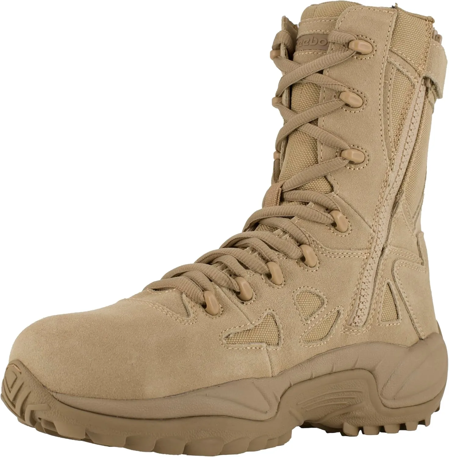 Reebok Work Men's Rapid Response RB Safety Toe 8" Stealth Boot with Side Zipper Military & Tactical