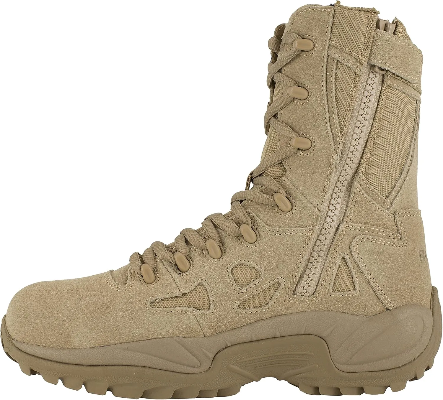 Reebok Work Men's Rapid Response RB Safety Toe 8" Stealth Boot with Side Zipper Military & Tactical