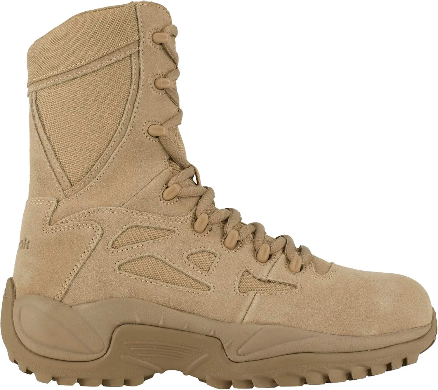Reebok Work Men's Rapid Response RB Safety Toe 8" Stealth Boot with Side Zipper Military & Tactical
