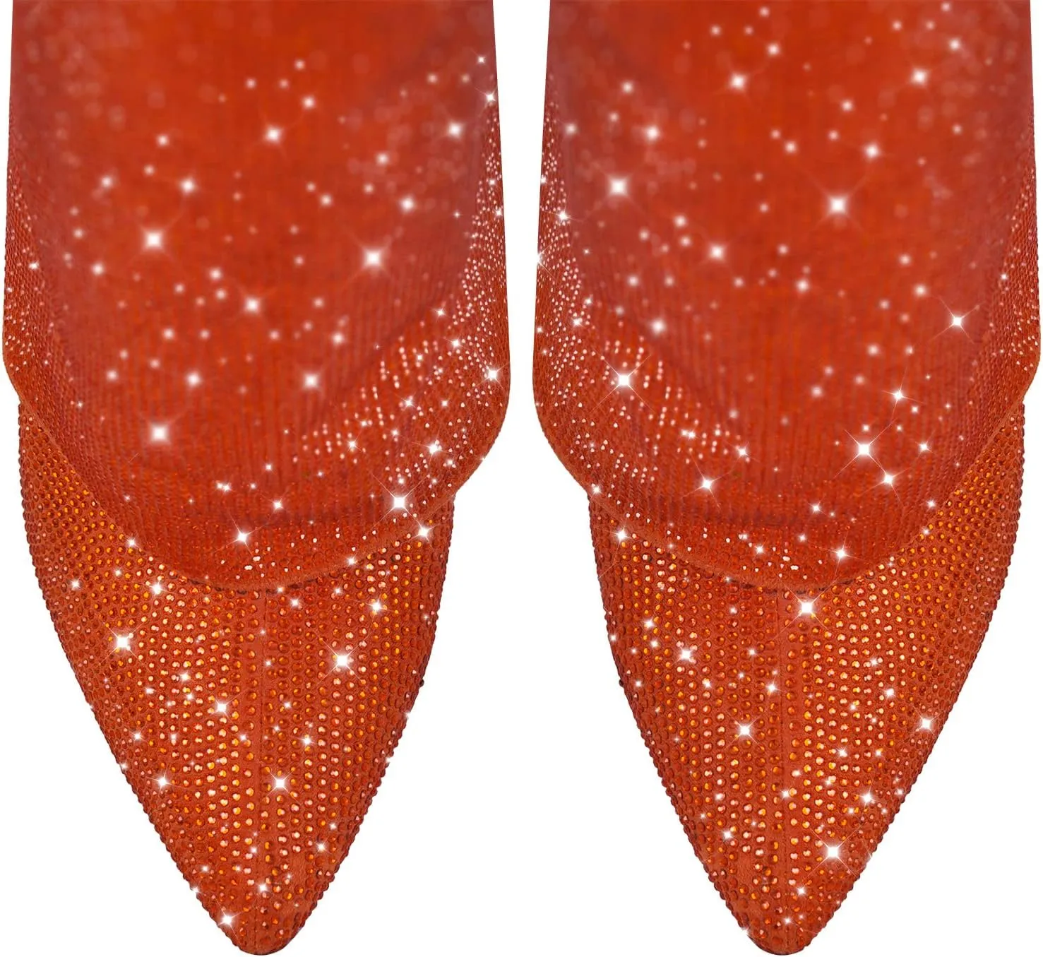 Richealnana Women's Rhinestones Pointed Toe Wedge Boots Knee High Fold Over Boots