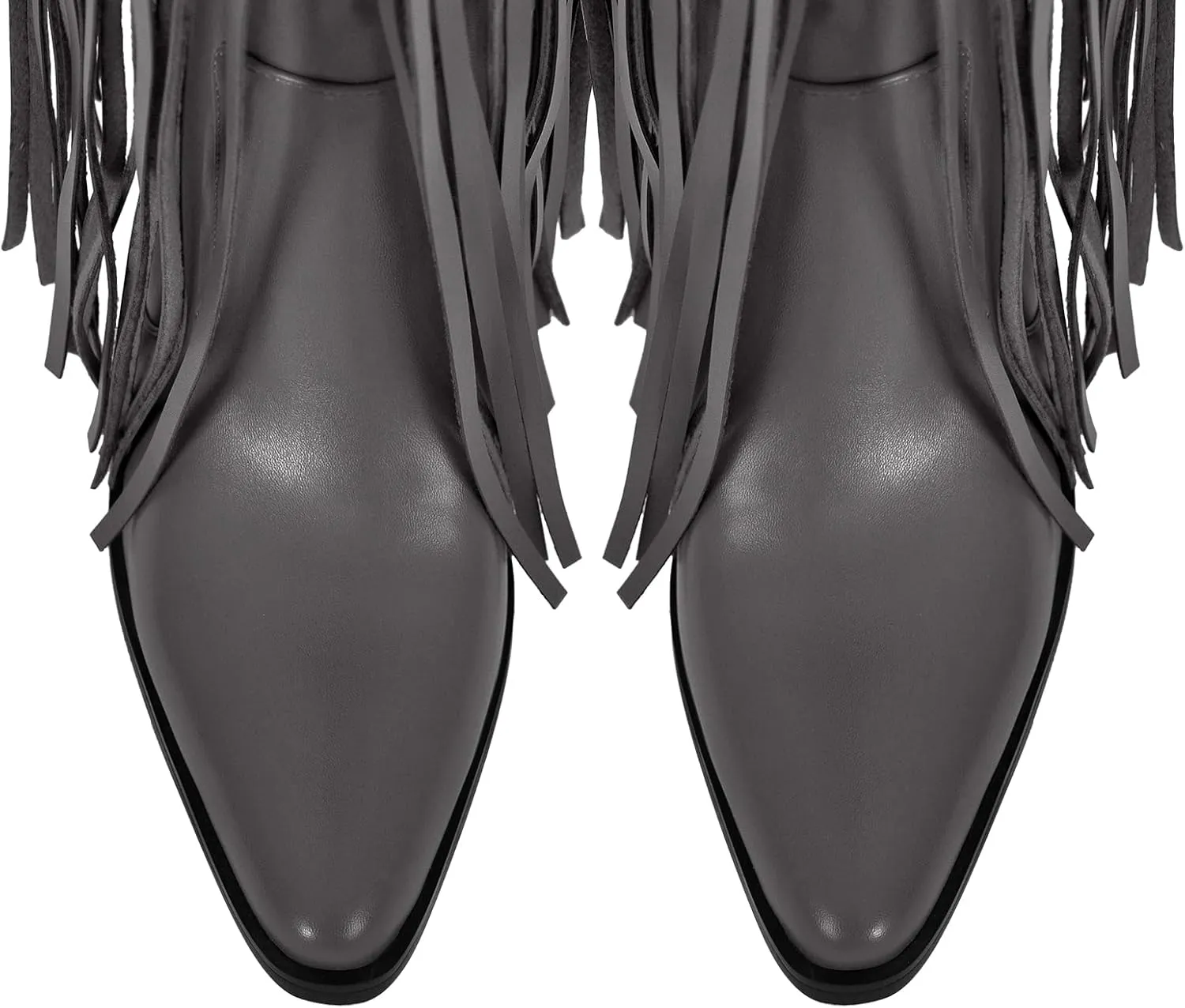 richealnini Fringe Thigh High Boots with Tassels Western Cowboy Boots Zip Up Wide Calf Sock Booties