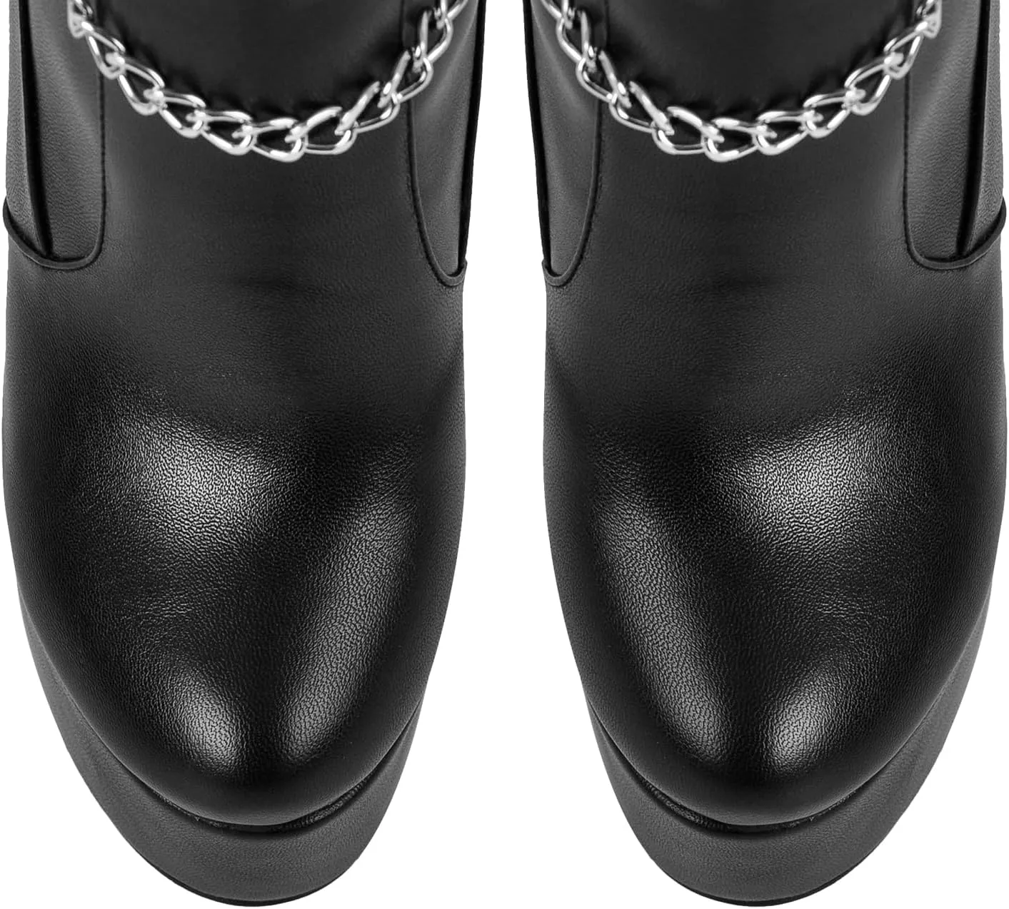 richealnini Platform Heel for Women Stiletto Over the Knee High Boots with Chains Party Wedding