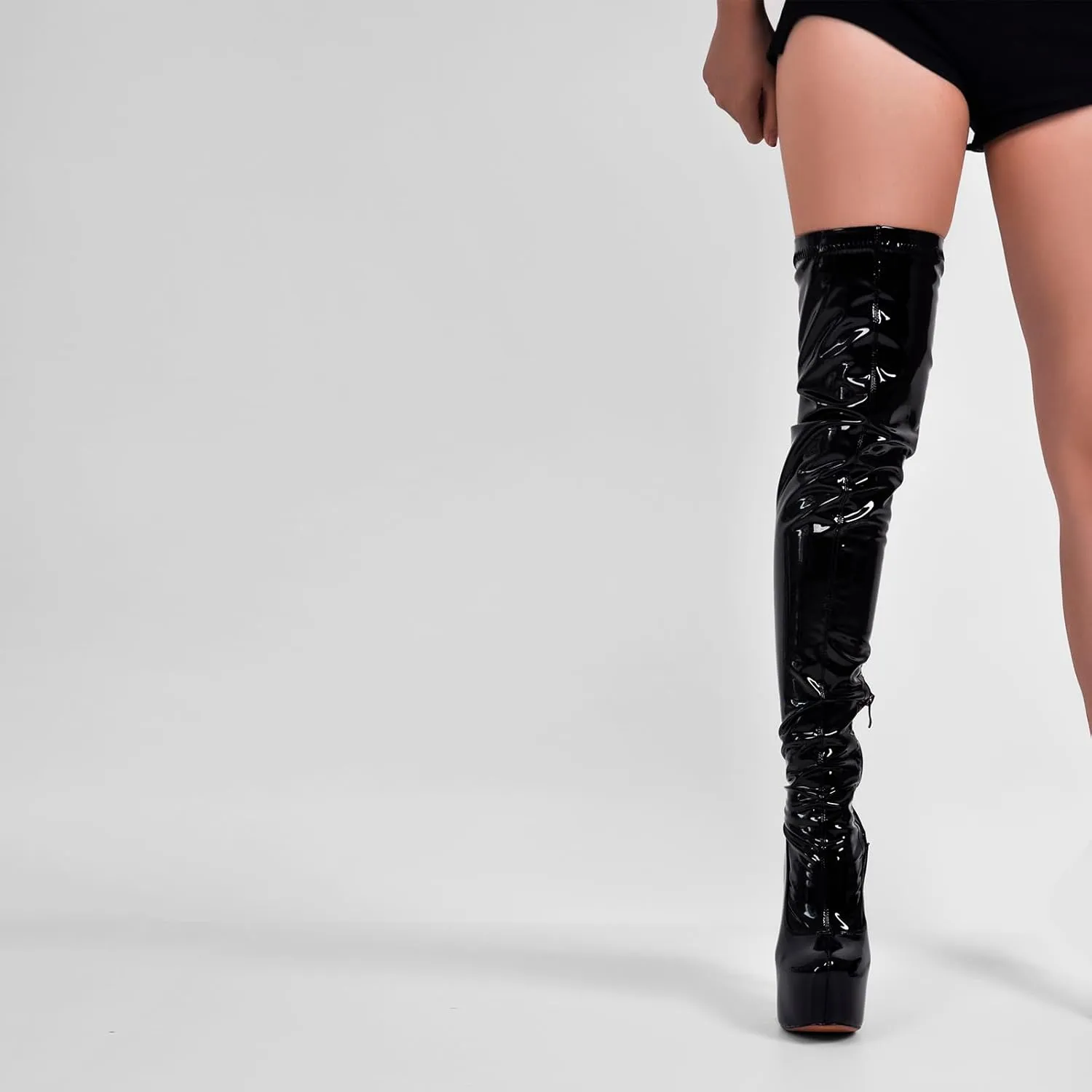 richealnini Women's Platform Thigh High Boots with Zipper Side Zip Up Long Shaft Over the Knee High Boots Sexy Stiletto Heels