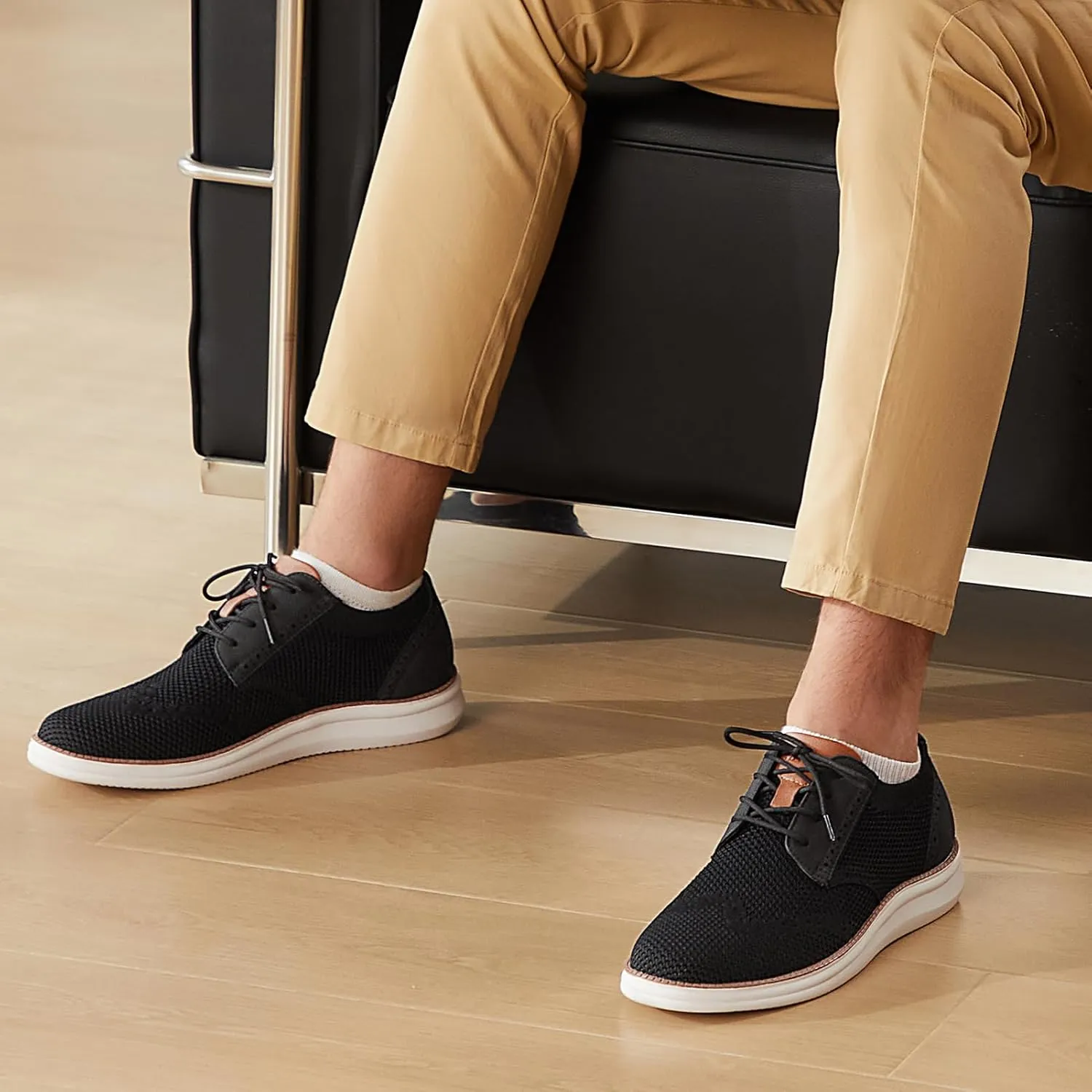 Rihero Men's Fashion Dress Sneakers Business Oxfords Comfortable Casual Walking Shoes Lightweight Mesh Breathable Tennis Shoes