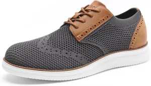 Rihero Men's Fashion Dress Sneakers Business Oxfords Comfortable Casual Walking Shoes Lightweight Mesh Breathable Tennis Shoes
