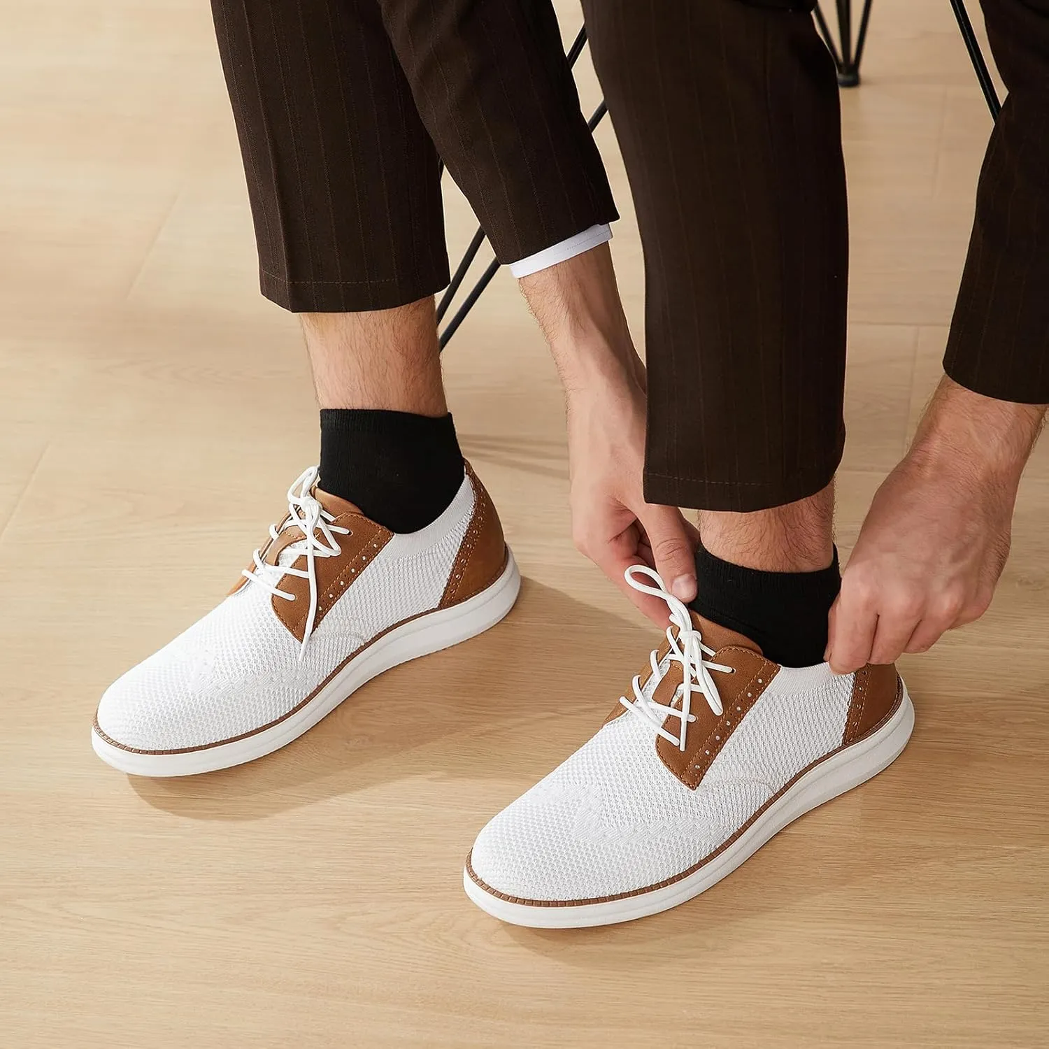 Rihero Men's Fashion Dress Sneakers Business Oxfords Comfortable Casual Walking Shoes Lightweight Mesh Breathable Tennis Shoes