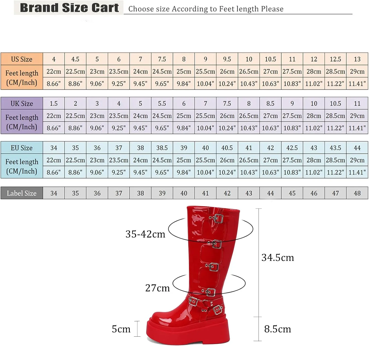 Roimaash Stylish Platform Gothic Boots Mid High Latex Punk Boots