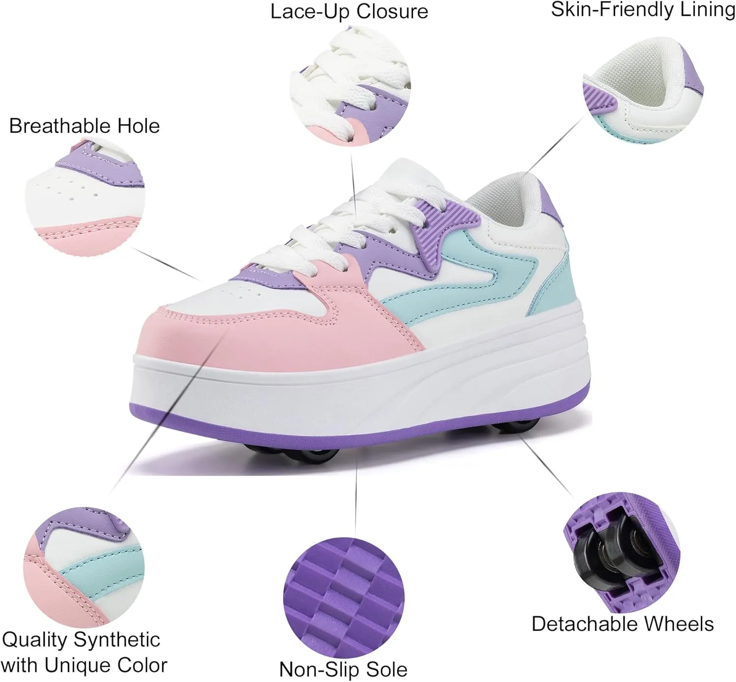 Roller Skate Shoes for Kids Boys Girls Sneakers with Detachable Wheels Sport Shoe