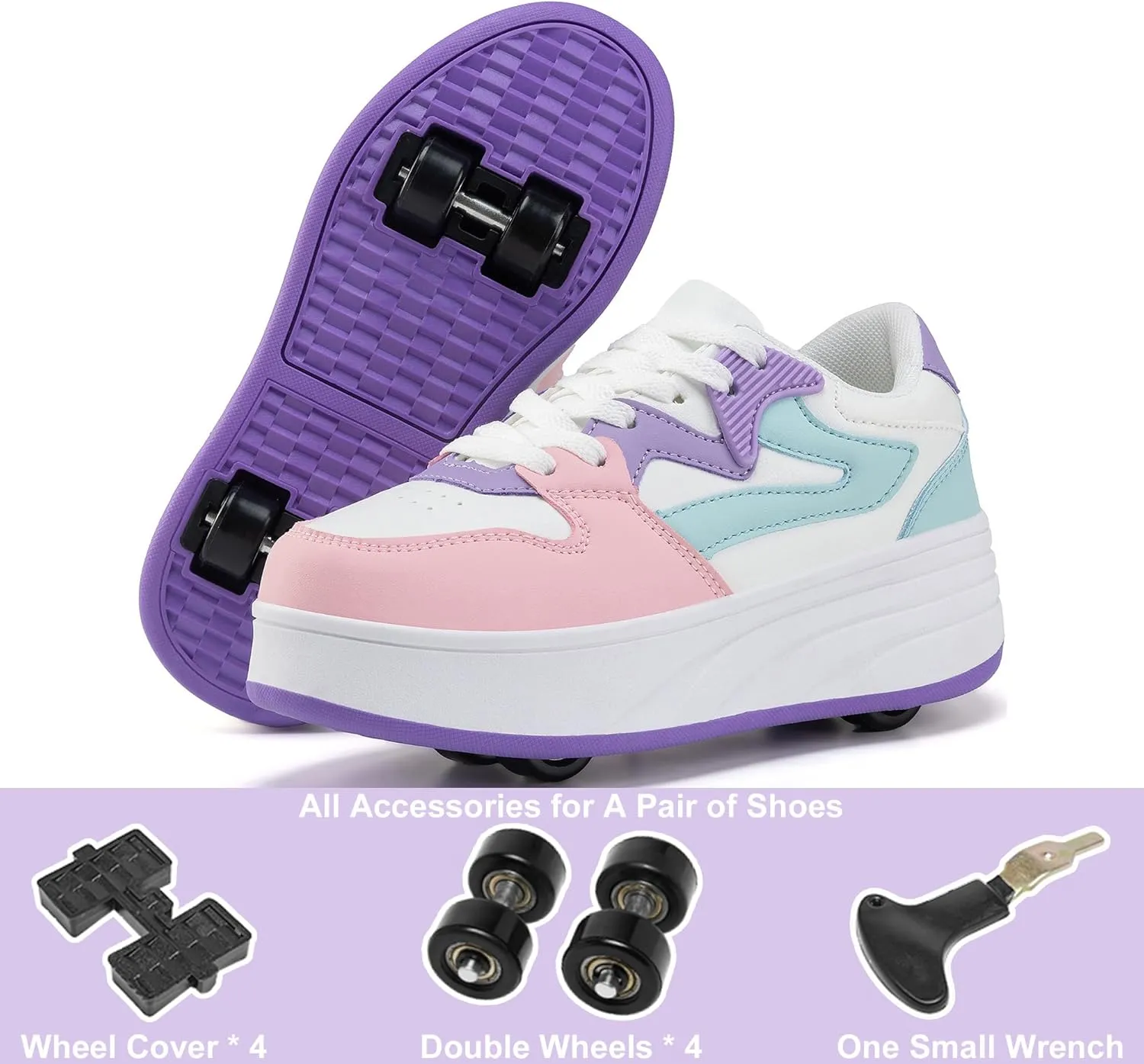 Roller Skate Shoes for Kids Boys Girls Sneakers with Detachable Wheels Sport Shoe