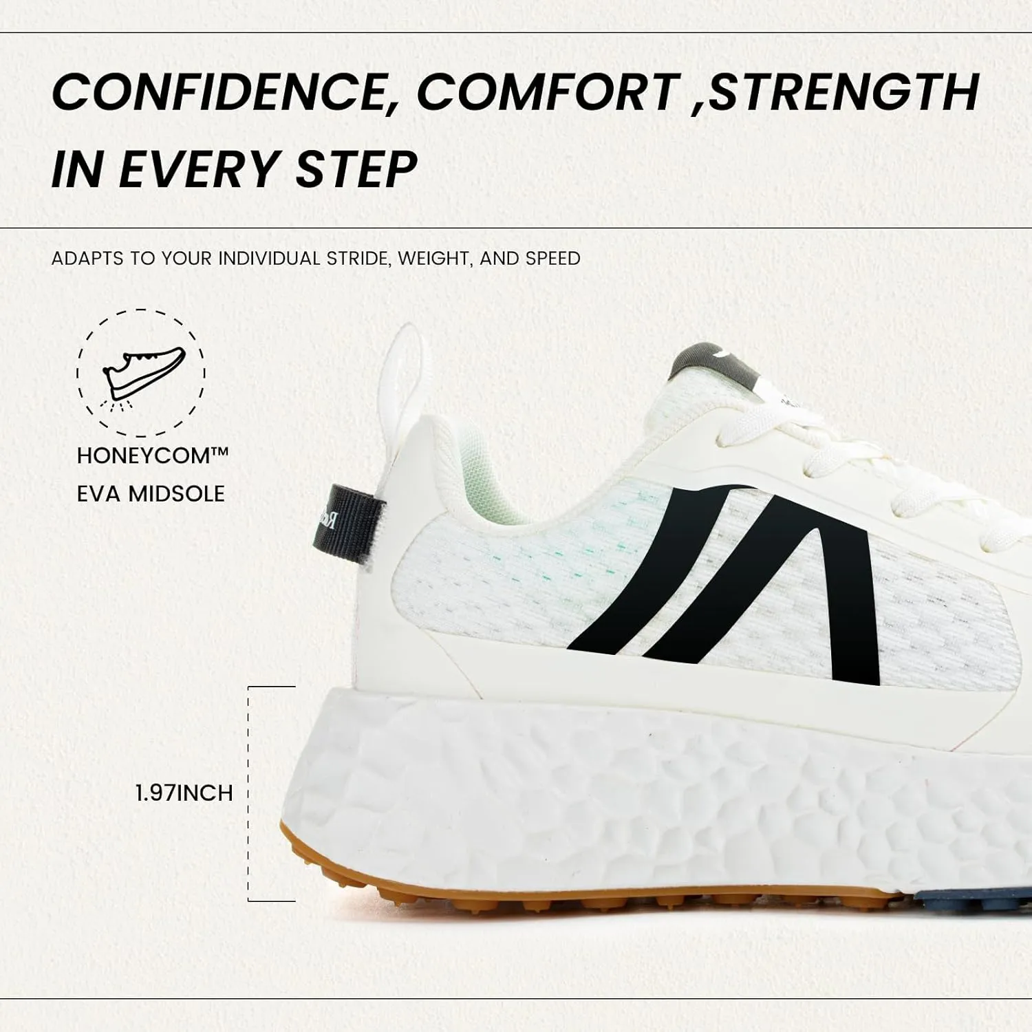 Rosella Carlie White Sneakers for Women - Women's Fashion Sneakers with Honeycomb EVA Midsole - Lightweight Stylish Patchwork Casual Platform Lace Up Tennis Gym Workout Walking Runing Shoes