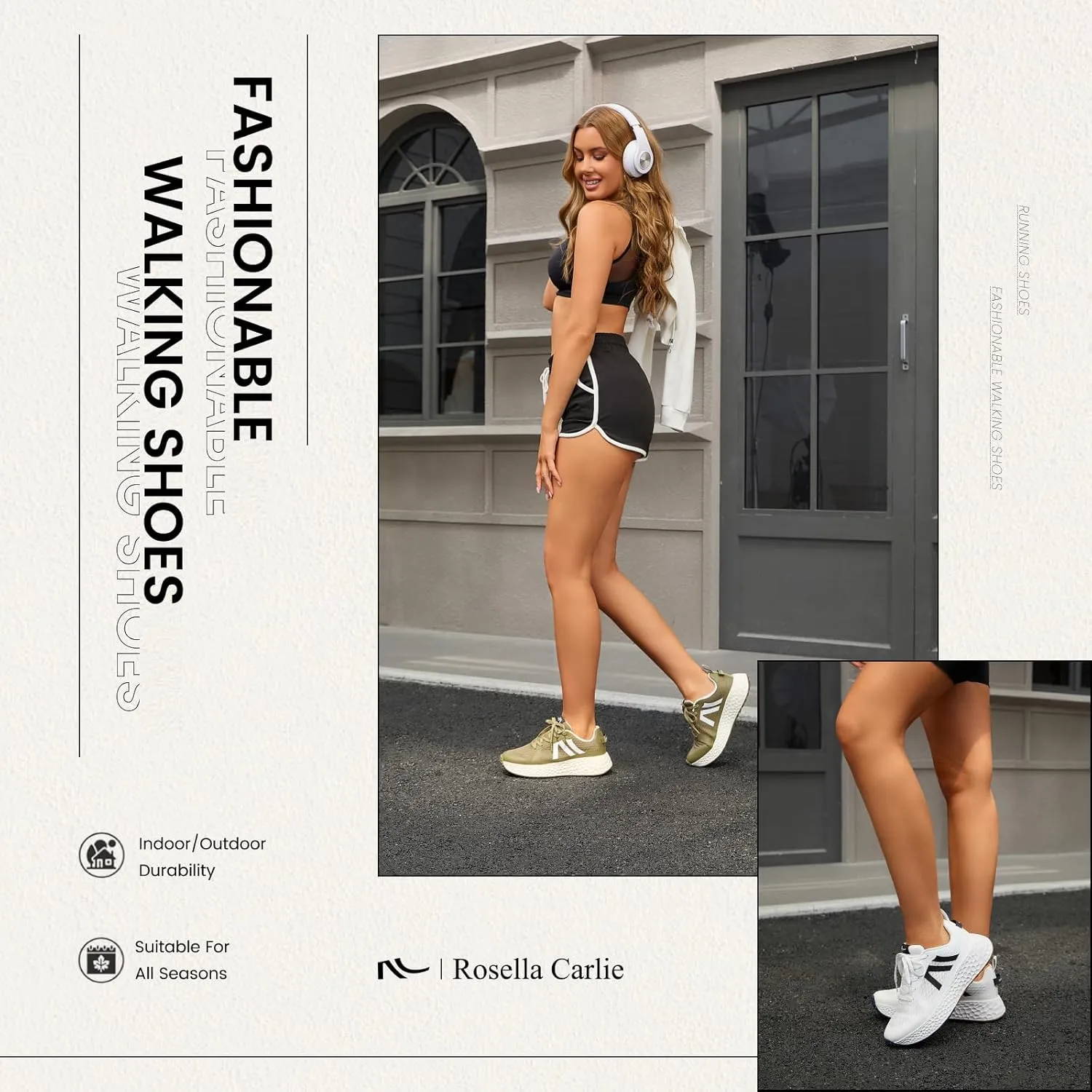 Rosella Carlie White Sneakers for Women - Women's Fashion Sneakers with Honeycomb EVA Midsole - Lightweight Stylish Patchwork Casual Platform Lace Up Tennis Gym Workout Walking Runing Shoes