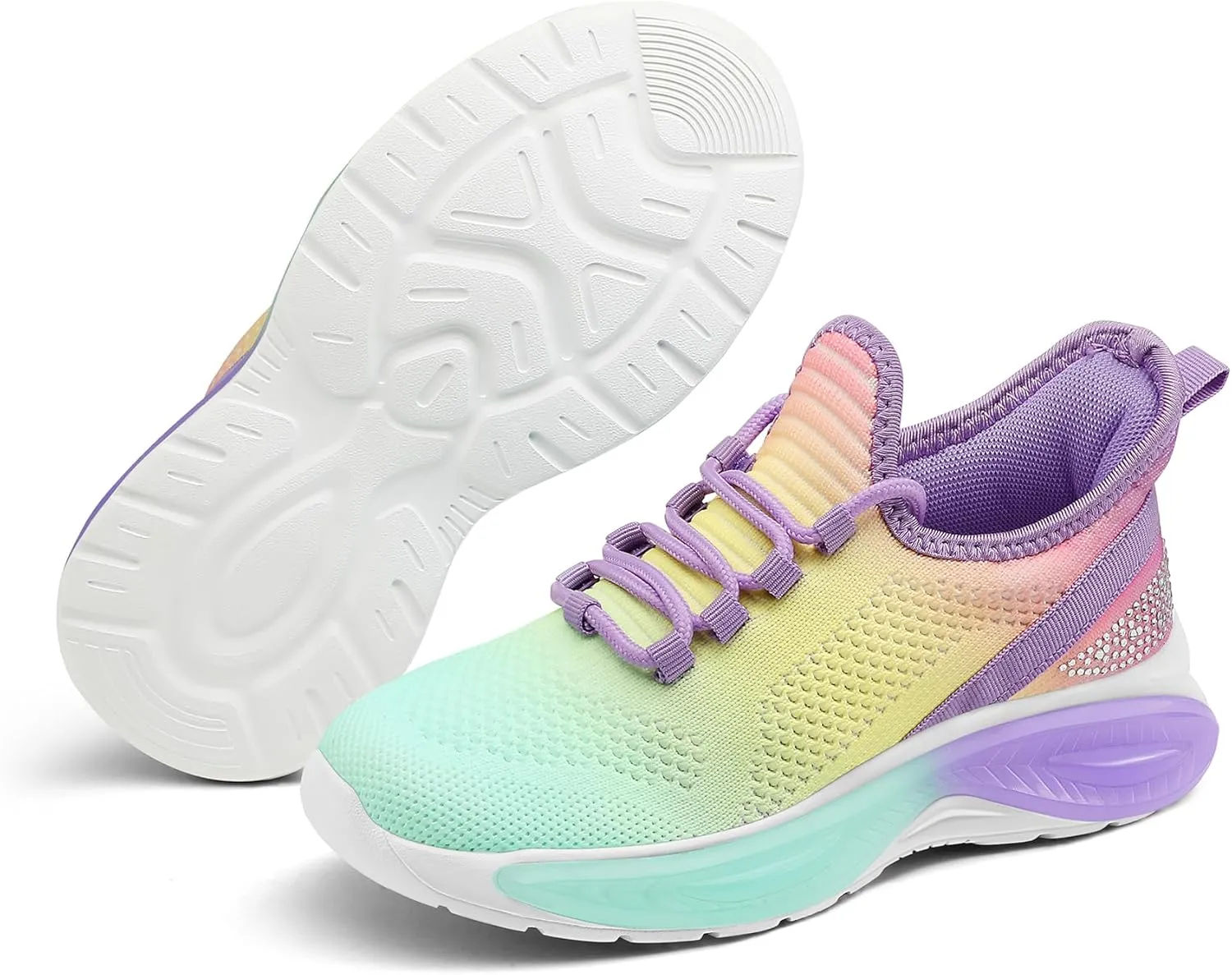 RUNSIDE Girls Lightweight Sneakers Kids Lace-up Tennis Running Shoes, Breathable Walking Shoes for Toddler/Little Kid/Big Kid